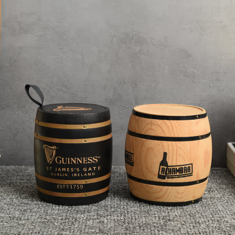 Pine Coffee Barrel Household Desktop Storage Barrel Vintage Creative Tea Coffee Bean Storage Pine Barrel