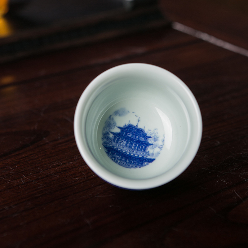 景德镇青花茶杯主人杯单杯功夫茶具茶盏品茗杯中式复古个人大缸杯