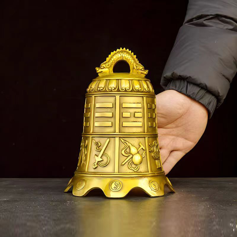 Pure Copper Bell Pendant Big small size Eight Treasures Copper Bell Eight Diagrams Copper Bell Dark Eight Immortals Peace Bell Home Eaves Jewelry