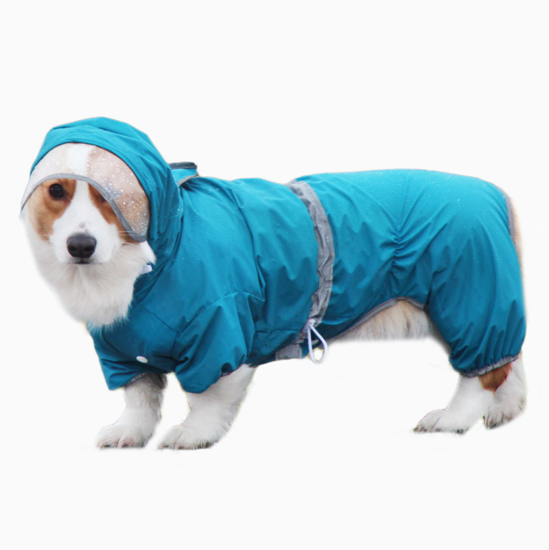 pet it rainy day corgi clothes short reflective dog raincoat all-inclusive small dog pet jumpsuit waterproof