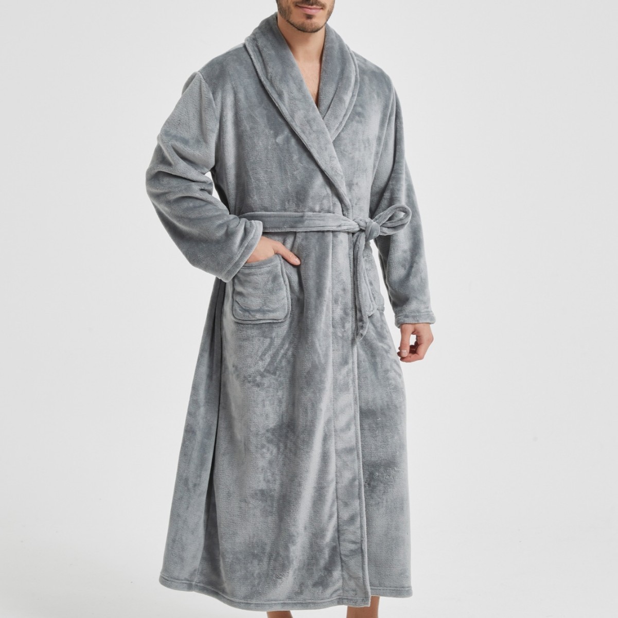Lapel foreign trade cross-border couples new bathrobe dressing gown European and American style ladies home clothing flannel nightgown men