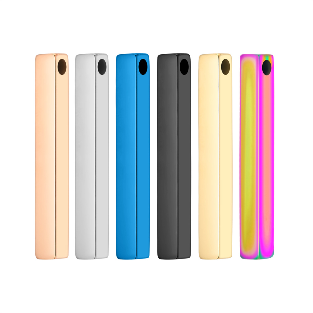 Direct Supply from Manufacturer of Stainless Steel Three-Dimensional Long Bar Necklace Pendant, Square Column Keychain, Cross-Border Exclusive Pendant