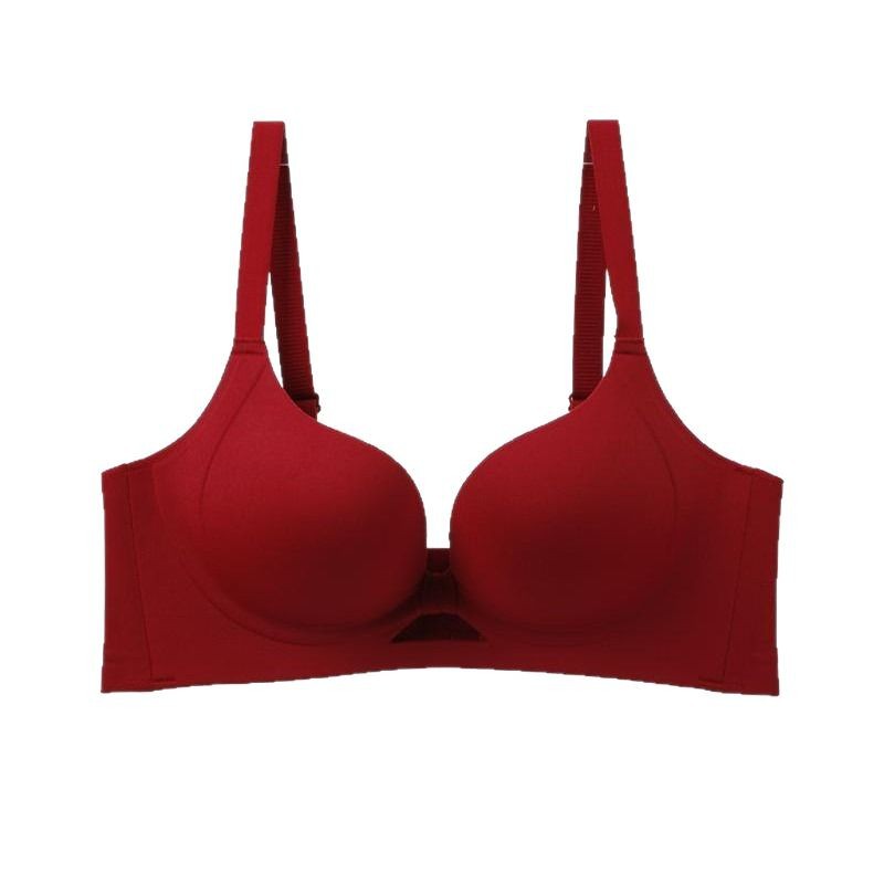 Red Benmingnian lifting small chest gathered to show large upper support anti-sagging accessory breasts rimless comfortable seamless bra