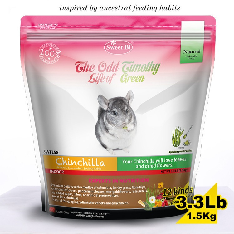 Bitian 12 Kinds of Natural Herbal Chinchilla Food 1500g Feed Staple Food Added Spirulina