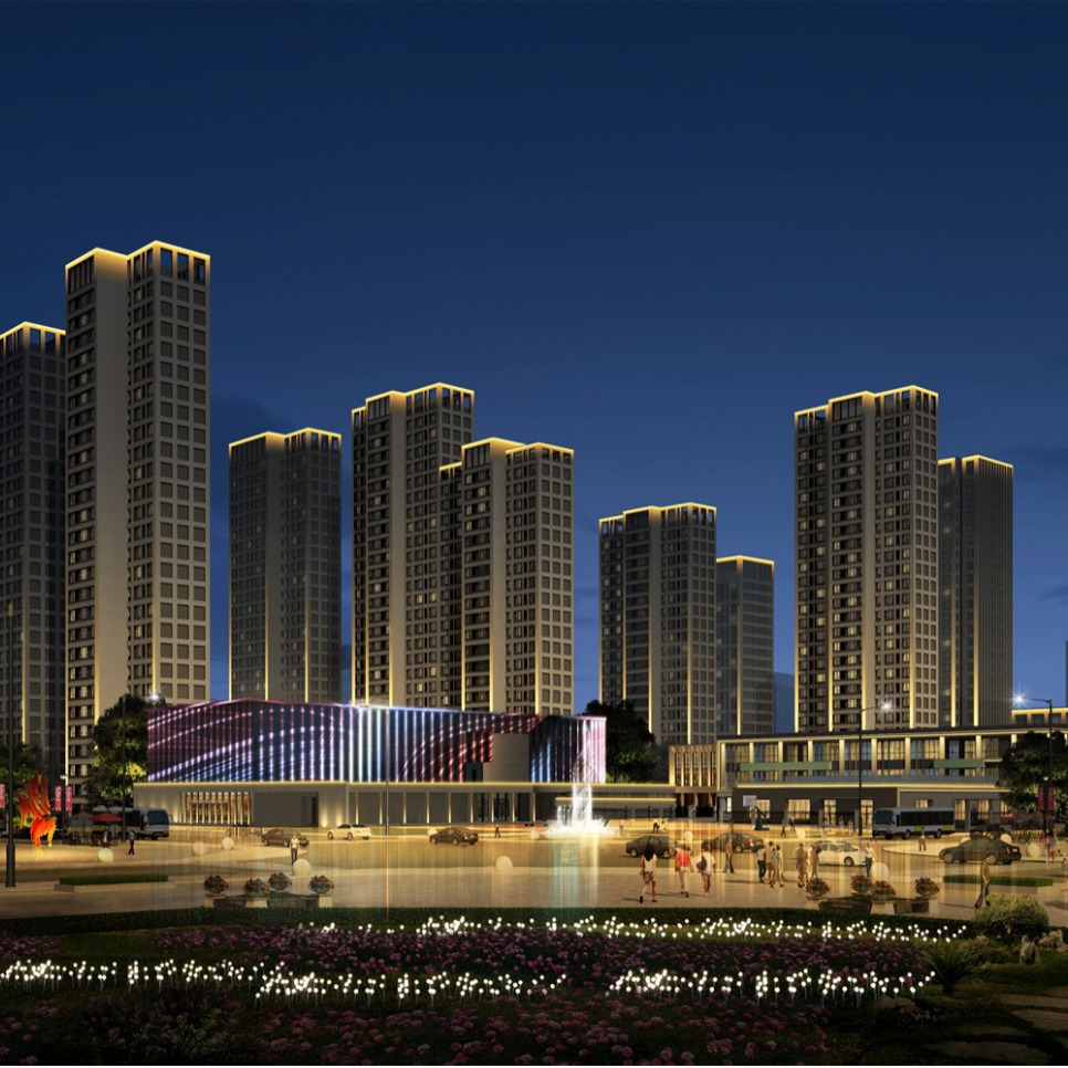 Building floodlighting design Tangshan lubei district shantytown renovation lighting design renderings outdoor lighting