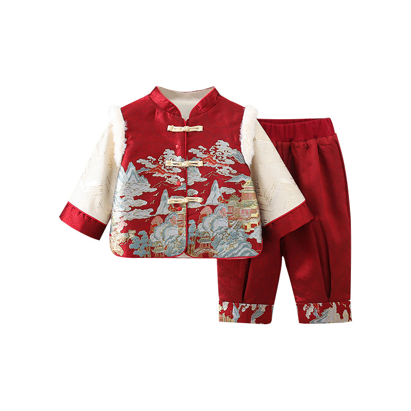 Baby's Spring and Autumn Clothes Male Baby's Split suit Chinese One-year-old Dress Children's Tang Suit New Year's Clothes Grab One-year-old