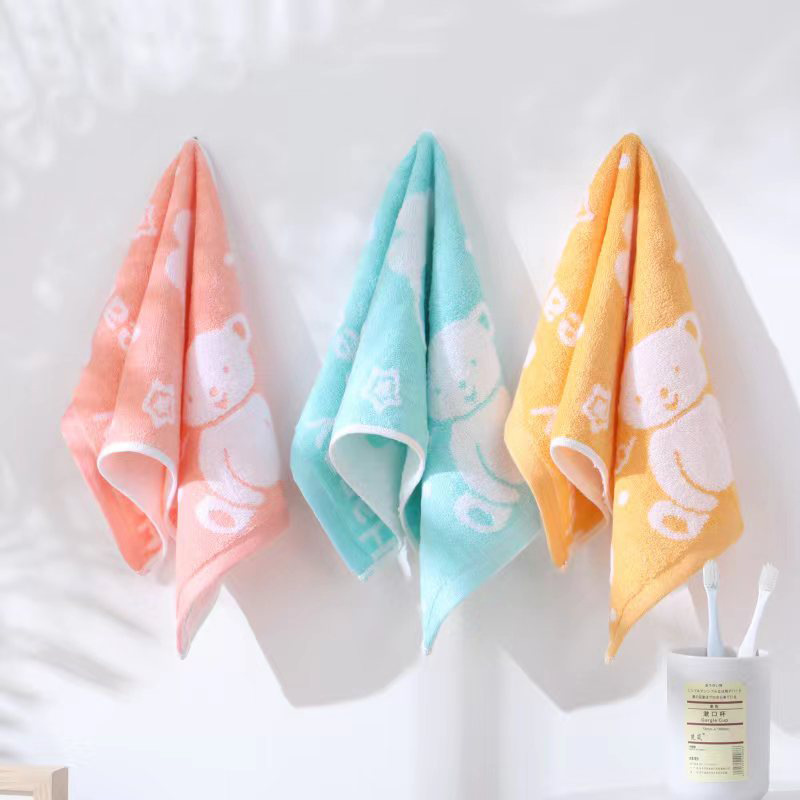 Factory wholesale bamboo fiber plain bear children's towel soft absorbent baby towel kindergarten towel