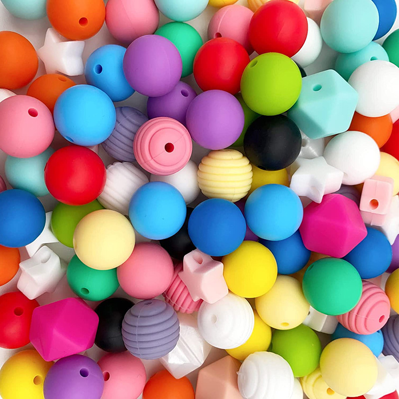 15mm Silicone Round Bead Baby Molar Bite Jewelry Treasure Nipple Chain DIY Bracelet Necklace Accessories Material Wholesale