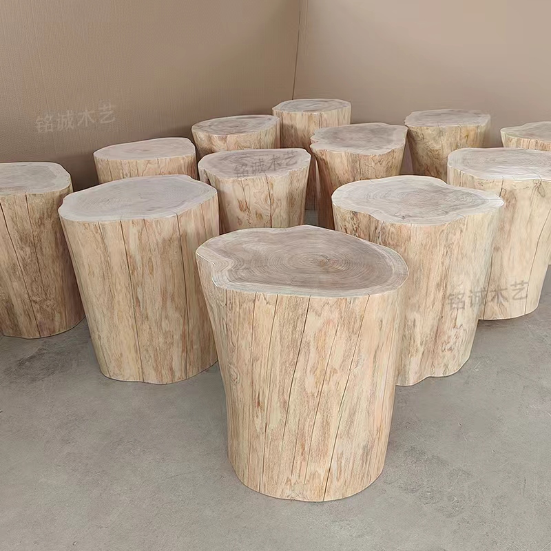 Log Stump Stool Cunninghamia Lanceolata Stump B & B Flower Rack Ornaments Hotel Bedside Cabinet Living Room Sofa Side Tables
