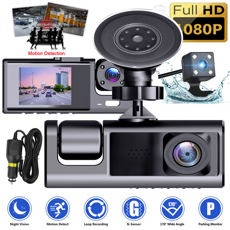 C309-3 Lens Video Driving Recorder Hd 1080P Video Recording in Front of the Car, Inside the Car and Behind the Car in Multiple Languages