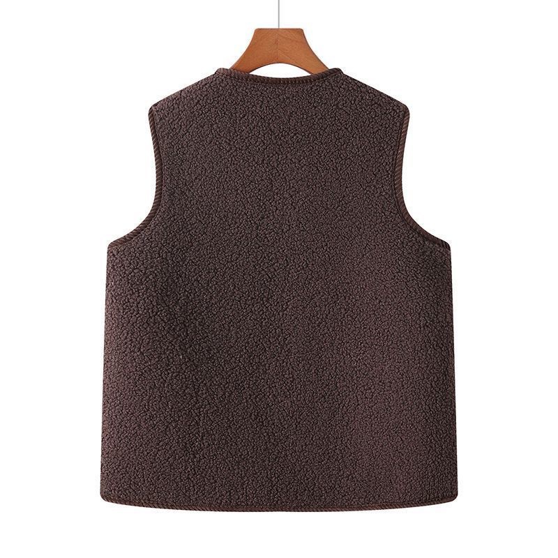 Lamb Wool Vest for Female Mother Autumn and Winter fleece-lined Thickened Vest for Middle-aged and Elderly Women Warm Waistcoat Granular Velvet