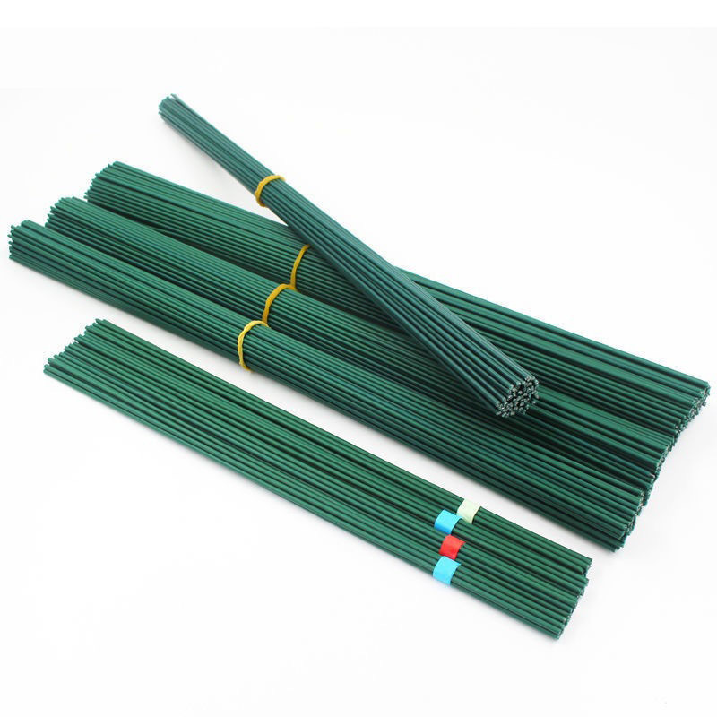 No. 2 Plastic-Coated Flower Pole Rose Artificial Flower Pole Green Wire Mesh Flower Accessories Green Wire DIY Handmade Twist Stick