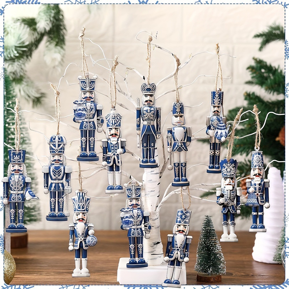 Cross-Border New Product Christmas Nutcracker Wooden Christmas Tree Decoration Pendant Wooden Christmas Tree Holiday Decorations