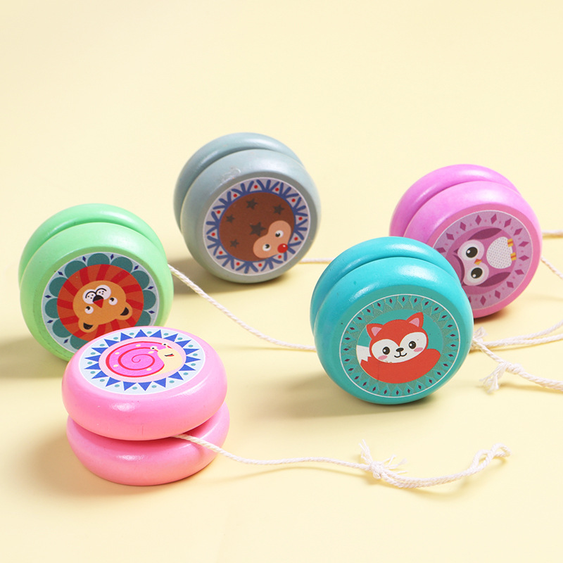 Cute wooden yo-yo children cartoon animal yo-yo fancy swing classic nostalgic prize gift wholesale