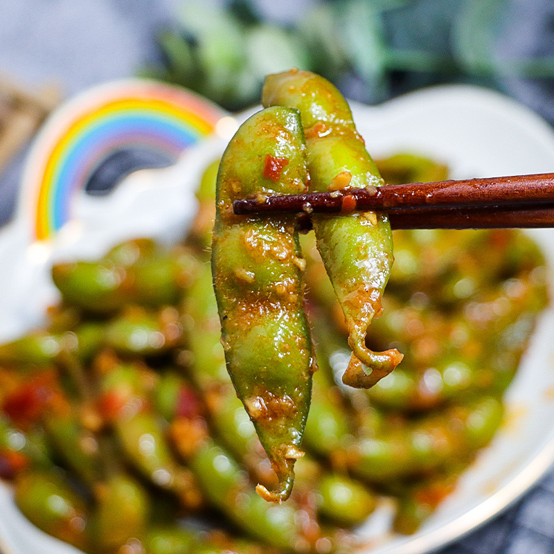Luohui spicy edamame 1kg commercial cold dish KTV bar snacks instant catering frozen semi-finished ingredients