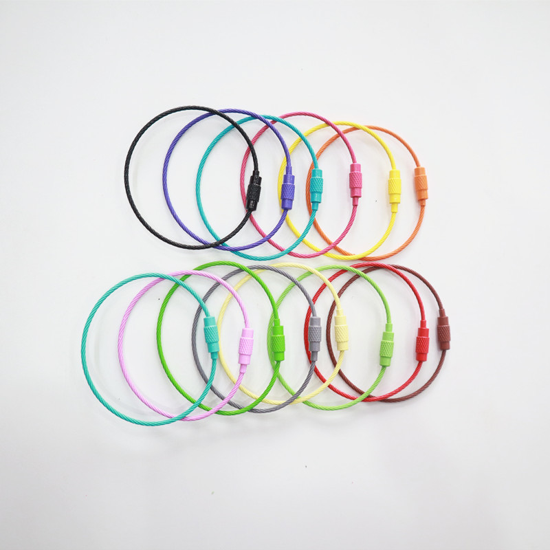 Creative Color Paint Keychain DIY Decorative Accessories Handmade Pendant Buckle Rotary Screw Wire Rope Keychain