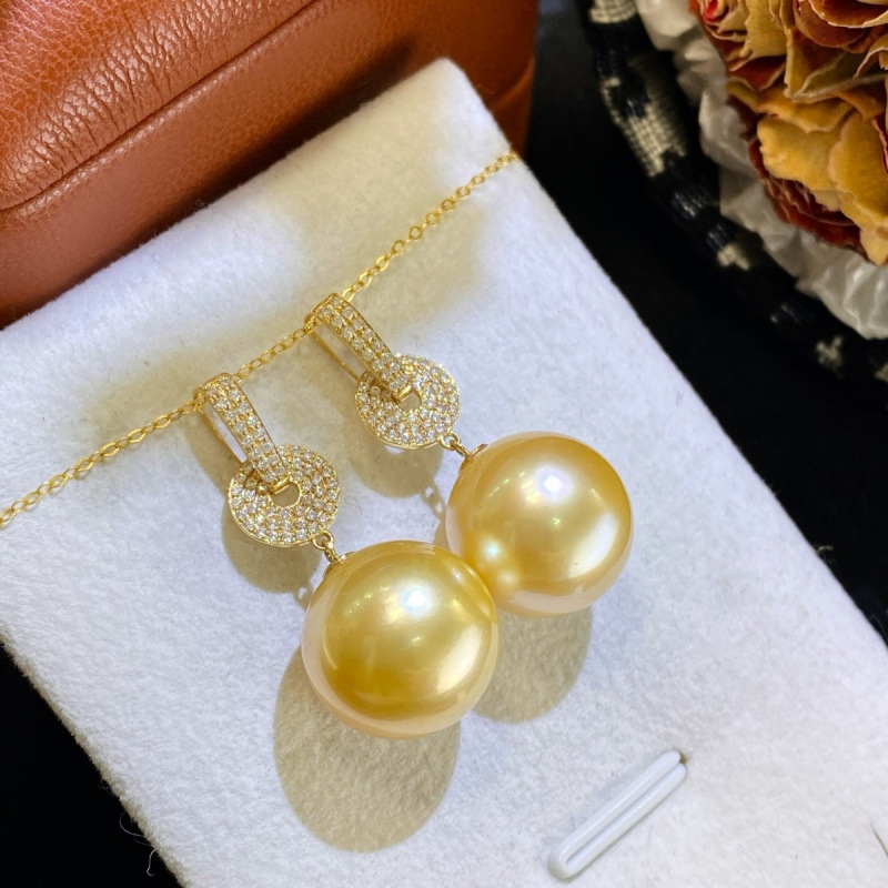 Подвеска из жемчуга G18K Thick Gold, изысканная и роскошная, 13-14мм, южно-морские жемчужины, деликатная полупрозрачная кожа