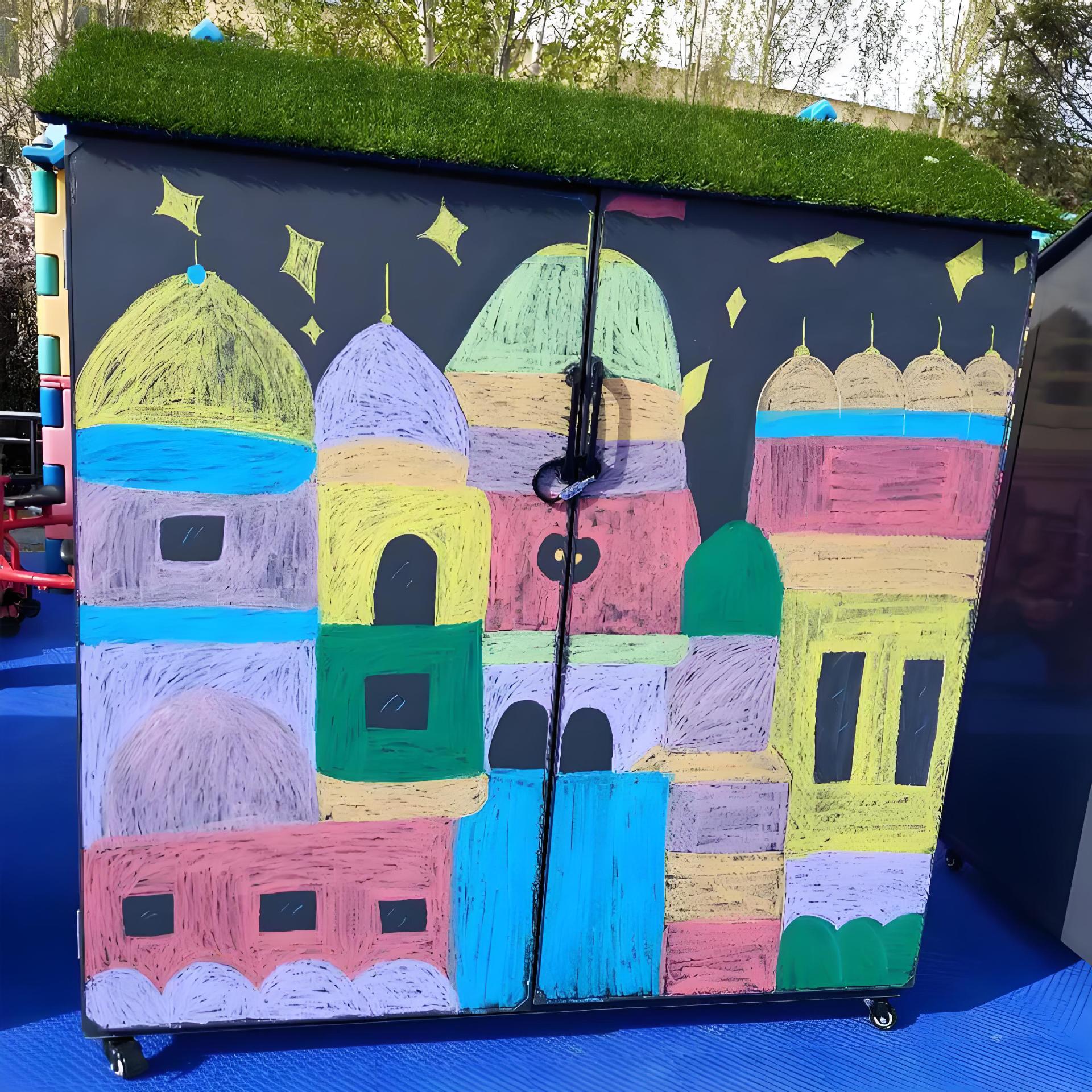 Kindergarten Outdoor Graffiti Cabinet Toy Storage Cabinet Outdoor Toy Storage Graffiti Rust-proof Rainproof Dome Graffiti Cabinet