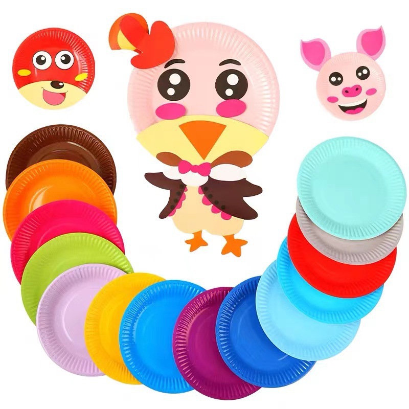 Kindergarten Colorfulful Paper Plates Kidsren's Pasted Disposable Paper Plates Art Creative Handmade Family Area Materials