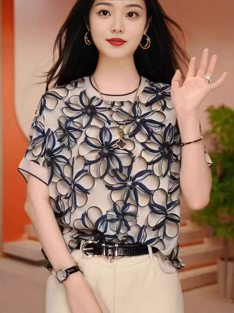 Весна и лето, новый европейский женский топ, базовая рубашка, высококачественная мода, стильный 5D трехмерный принт