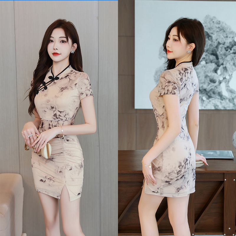 2525 New Foot Massage Technician Work Clothes Sexy Improved Cheongsam suit Bath Club SPA Work Clothes