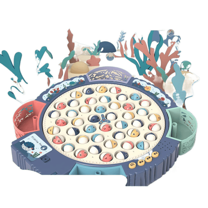 Children's Electric Fishing Toy Set Magnetic Kids Baby Kitten Fishing Toy Intelligence Girls Boys