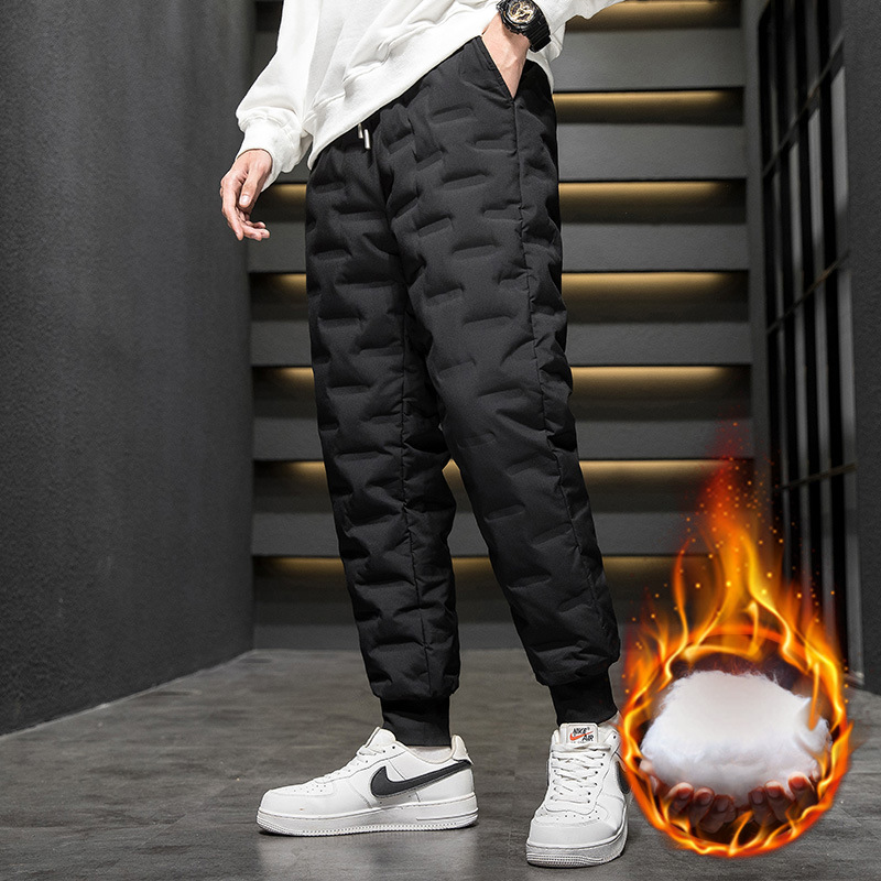 Fleece-lined Pants Men's 2022 Winter New Extra Large Thickened Outer Wear Fashionable Large Size Youth Sports Trousers