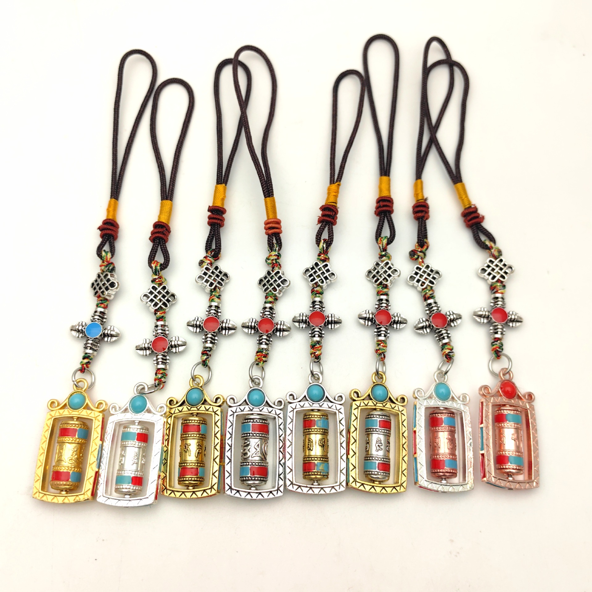 Xizang Jewelry Tantric Small Warp Wheel Warp Wheel Colorful Ear Small Pendant Car Hanging Bag Hanging Keychain Pendant