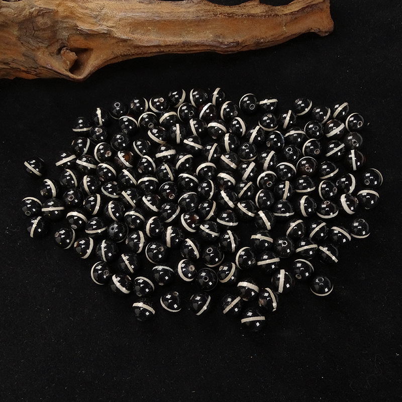 Черно-белые агатовые бусины Xizang, браслет и ожерелье с одной линией, свободные промежуточные бусины 8*8мм, коллекционный уровень