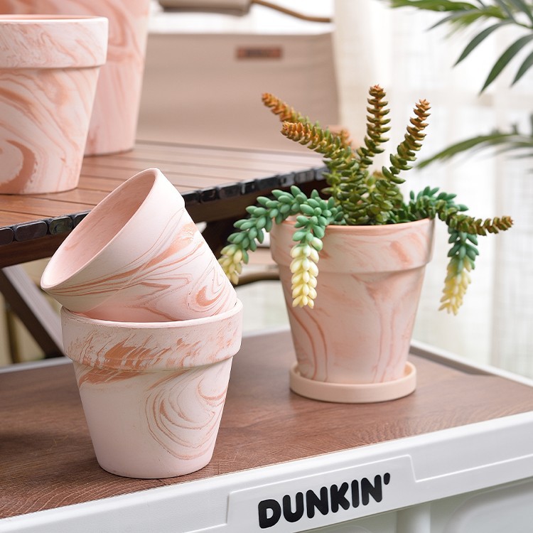 Macchiato White Clay Red Pottery Flower Pot Gradient Thick Potted Roman Breathable Plain-Fired Large Diameter Scandinavian Simple