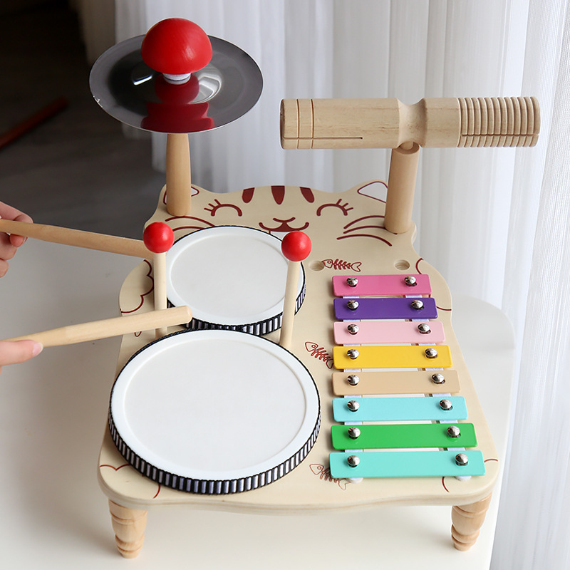 Kitten Music Station Children's Percussion Toy Instrument Percussion 3456 Years Old Musical Sense Training Enlightenment Wooden Toy Wholesale
