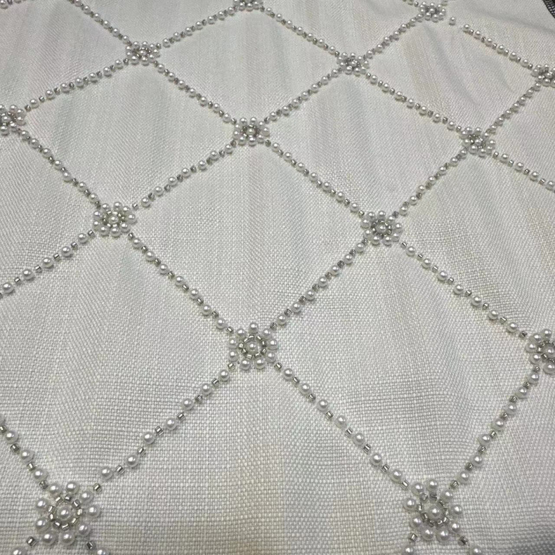 Fabric Woolen Fabric Gold Silk Bead Embroidery Jacket Autumn and Winter Dress Fabric