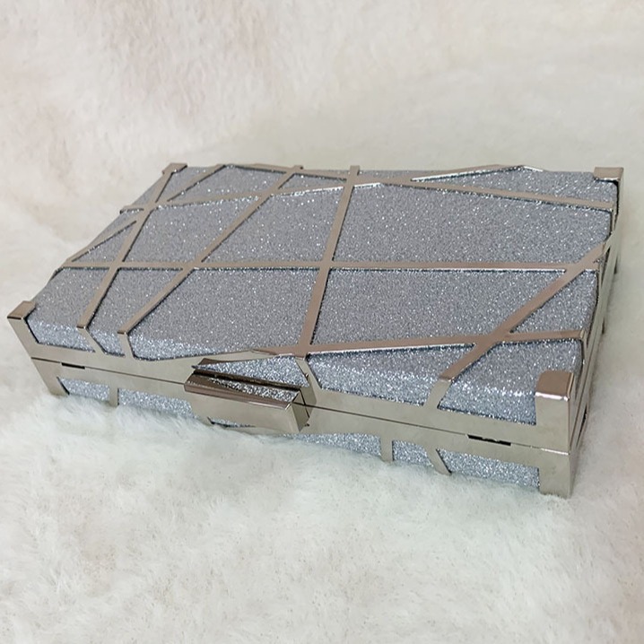 Geometric Metal Line Decorated Evening Dress Versatile Hand-Held Shoulder Crossbody Bag for Women