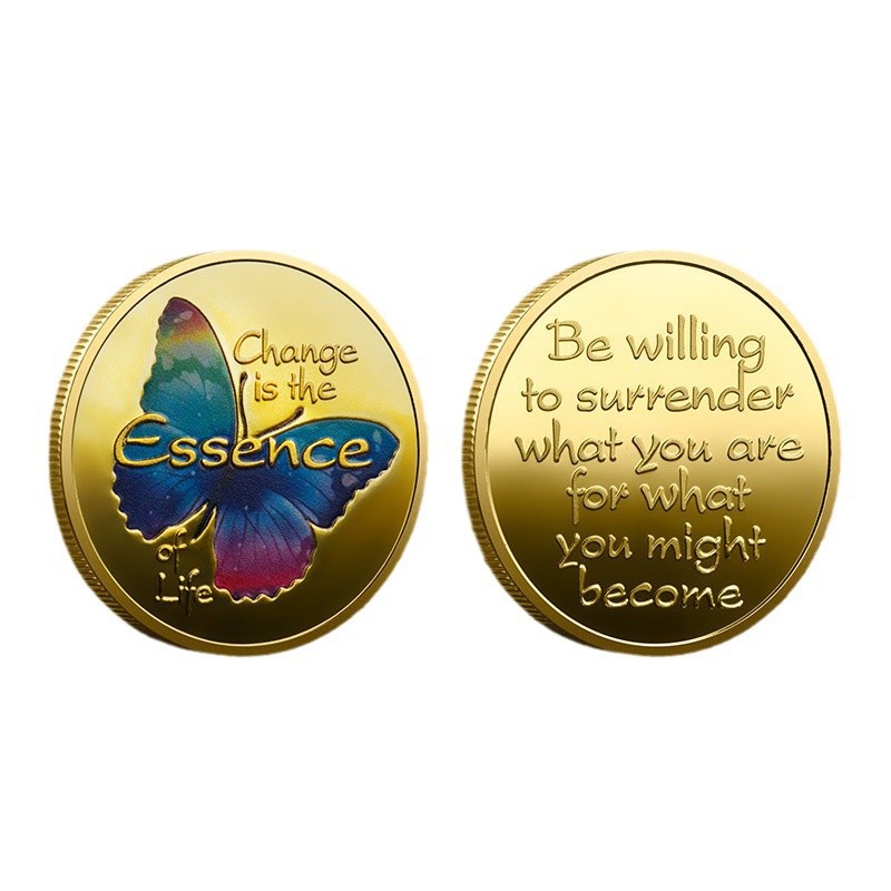 Butterfly Lucky Coin from Cocoon to Butterfly, Inspirational English Coin, Gift for Yourself, Small Gift for Fingertip Play