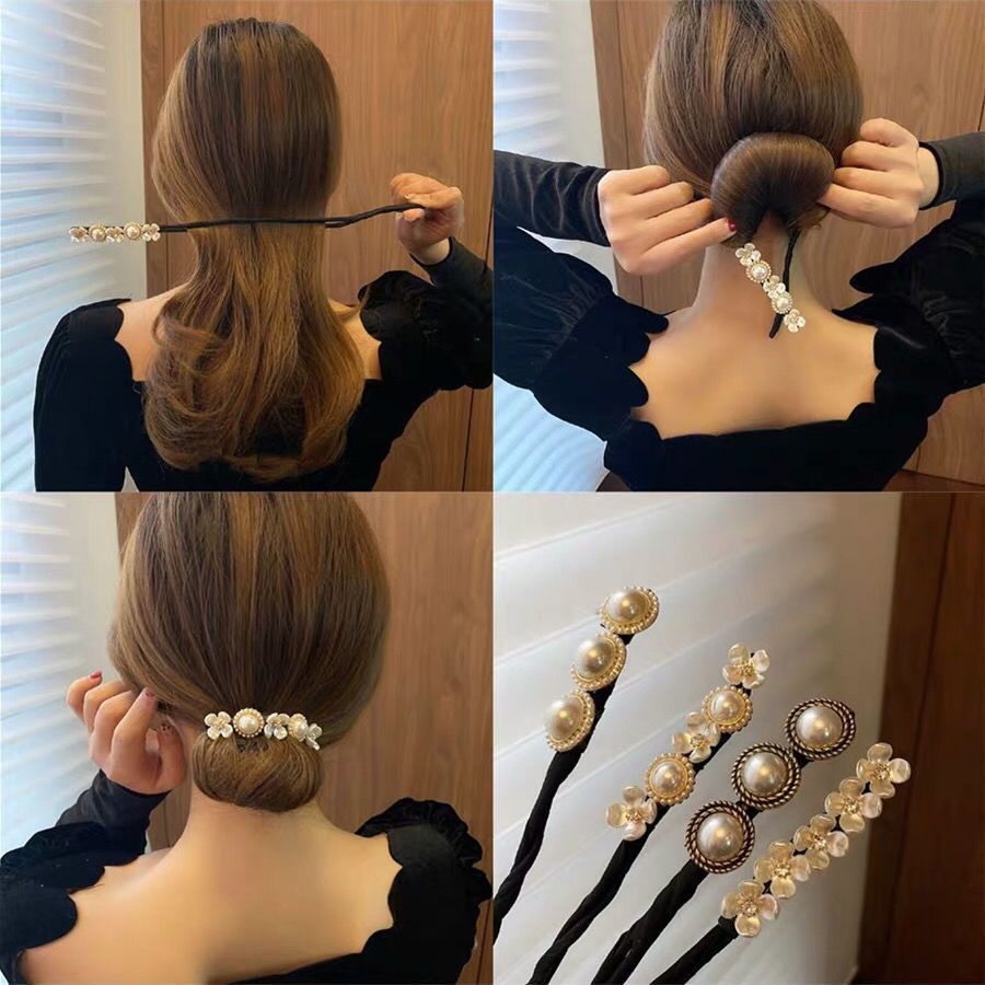Cross-border Explosions Pearl Lazy Twist Clip Female Tie Ball Head Curler Hair Card Internet Celebrity Elegant Hair Flower Hair Accessories