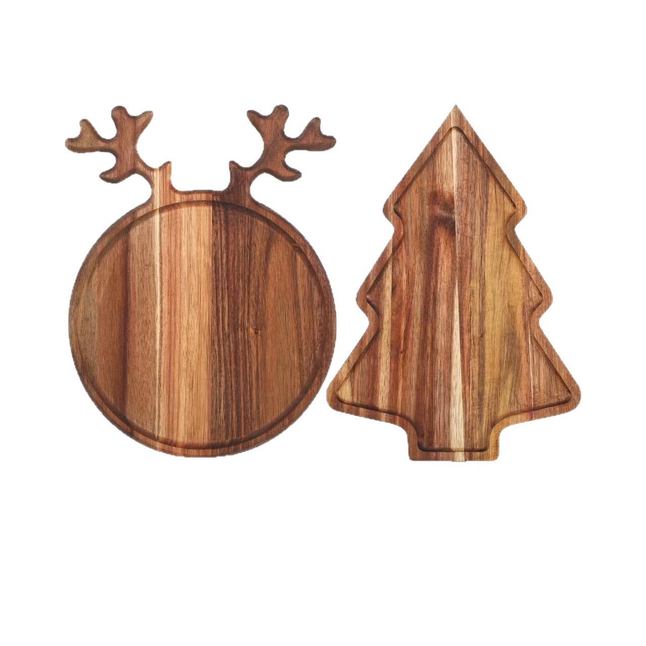 Wooden Christmas Tray Household Wooden Antler Food Supplement Fruit Tray Desktop Wooden Simple Christmas Tree Dinner Plate