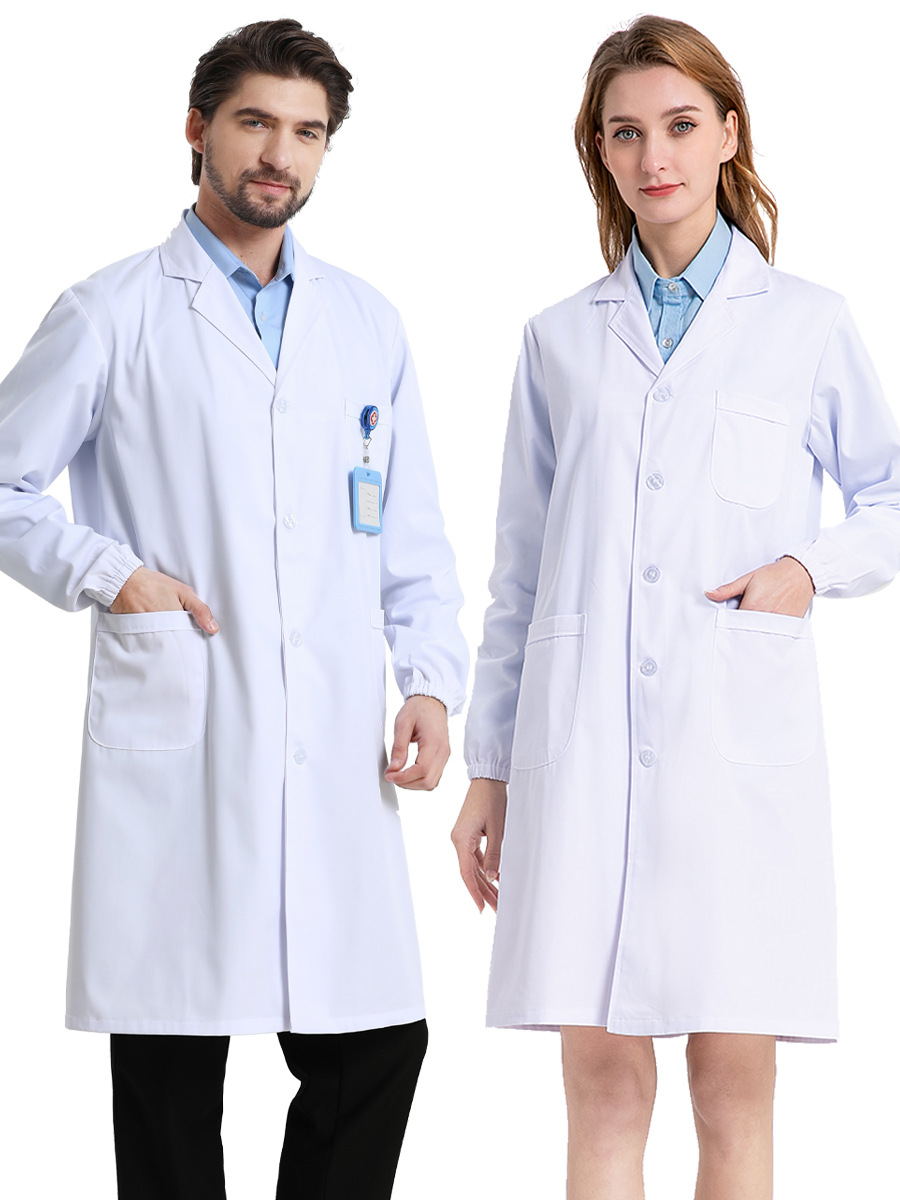 White lab coat long sleeve male and female same style nurse physician College student lab coat doctor uniform work clothes printed logo