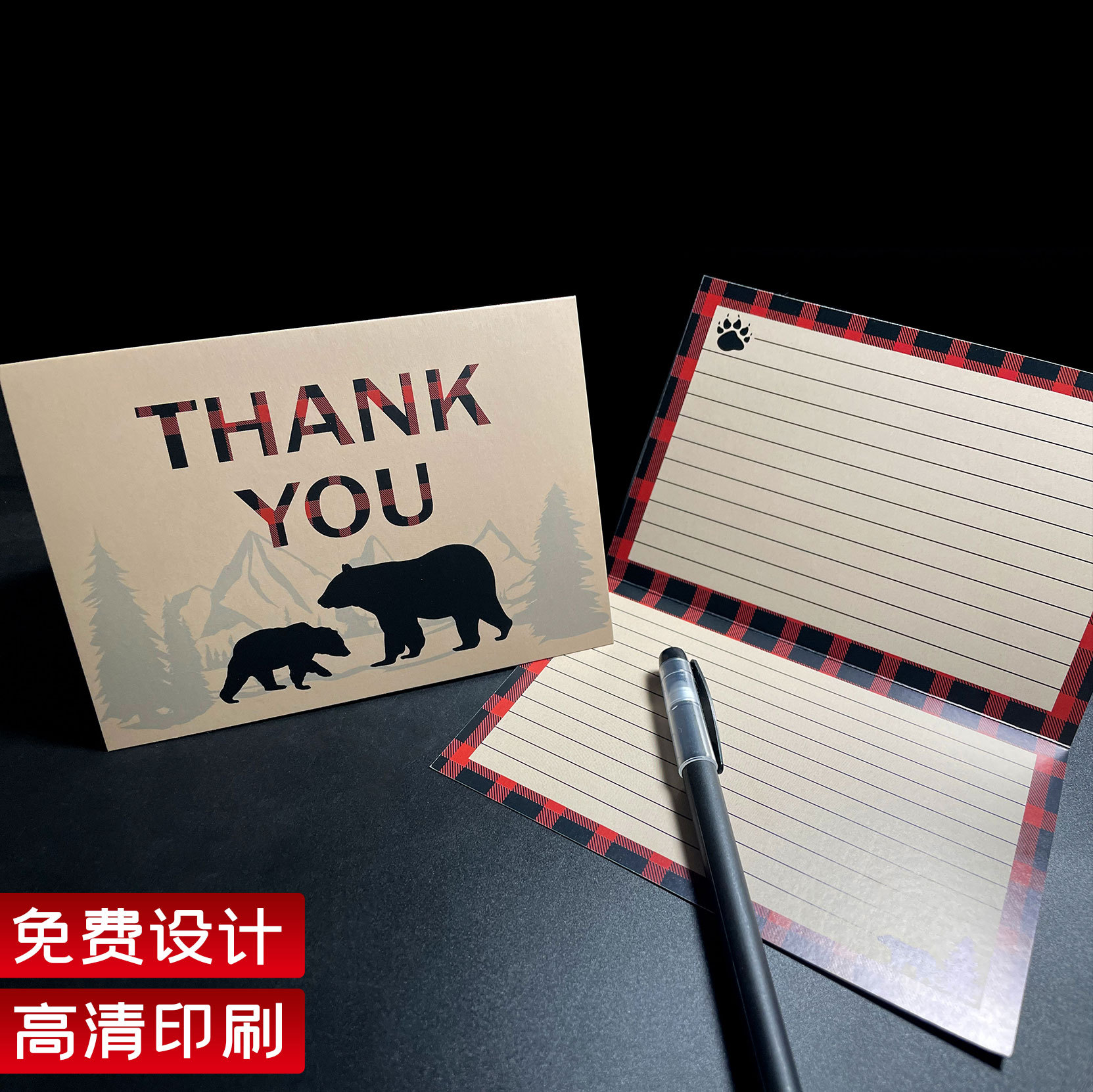 Customized English Thank You Cards for Cross-Border Trade, Birthday Greeting Cards, Small Foreign Trade Cards, Message Blessing Cards, Gold-Stamped Thank You Gifts