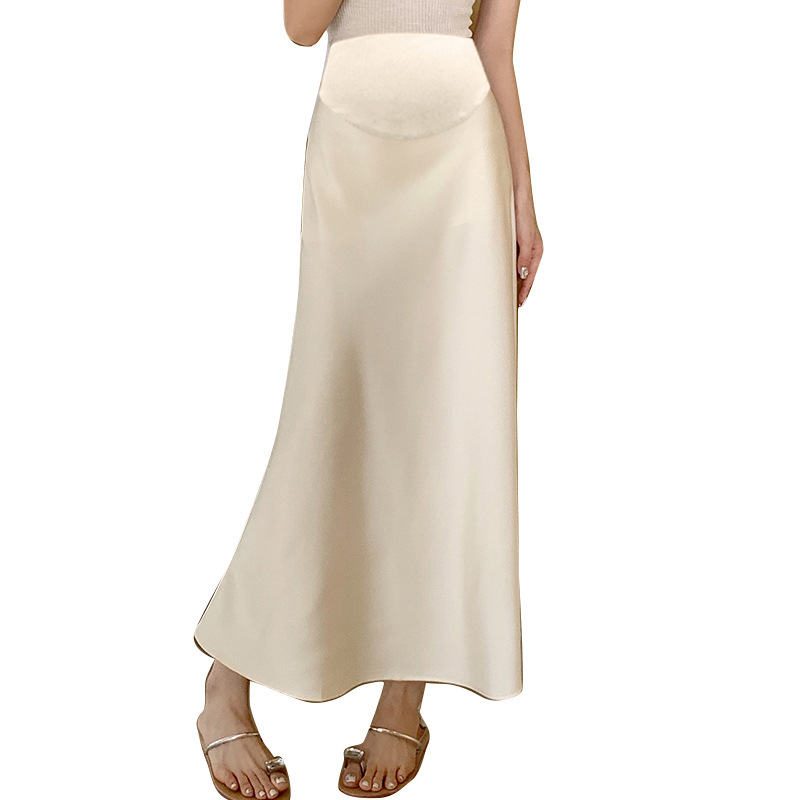 Spot pregnant women French retro acetate satin skirt 2024 new female high waist hip slim fishtail long...