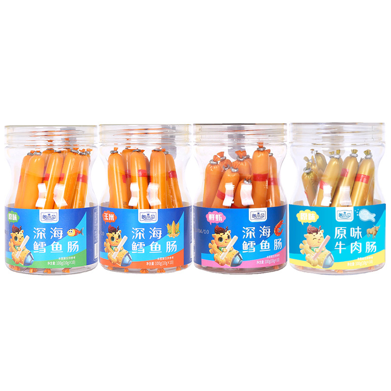 Lang Xiaobei Cod Sausage Deep Sea Fish Sausage Canned 100g Meat Sausage Ham Sausage Foie Gras Sausage Vegetable Sausage Snacks