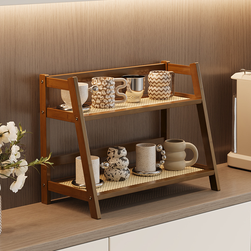 Desktop Small Storage Rack Home Multi-Layer Cup Holder Rattan Simple Cosmetics Office Desk Organization Rack