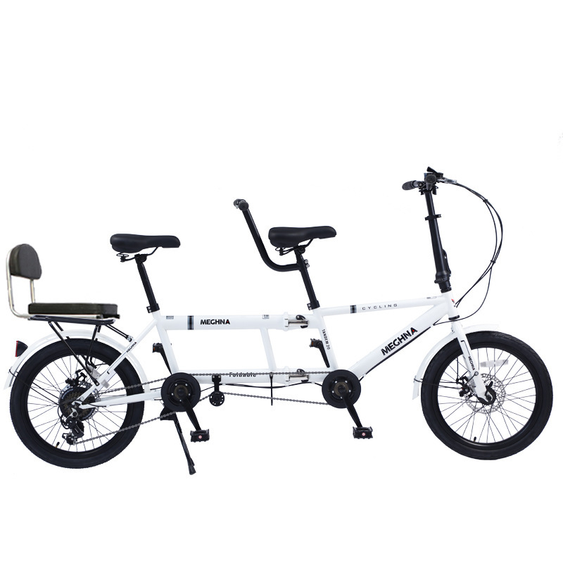 Factory Folding Double Bicycle Rental Direct Sales Variable Speed Two-Person Scenic Area Parent-Child Three-Person Sightseeing Family with Baby