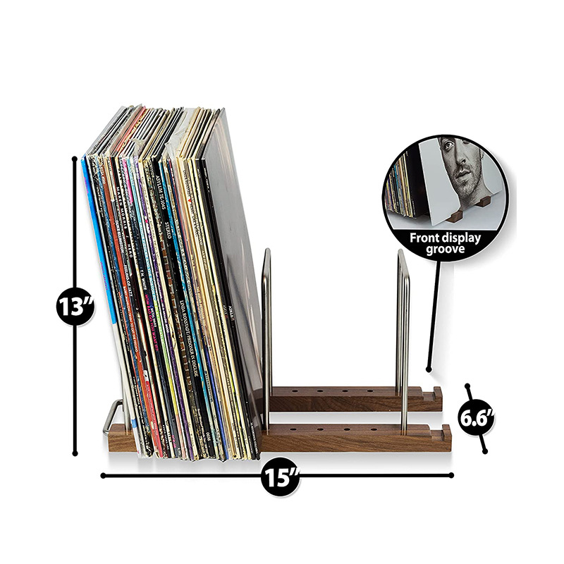 Wooden vinyl record storage rack CD storage rack desktop album storage rack old record storage display rack