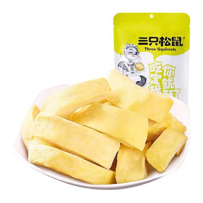 Three Squirrels Freeze-Dried Durian 30G/Bag Snack Specialty Dried Fruit Golden Pillow Thai Flavor Fresh Wholesale