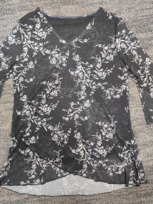 2024 Cross-border Women's Dress Top with Seven-sleeve Waist Asymmetrical Hem Shirt Light Mesh Lace Shirt