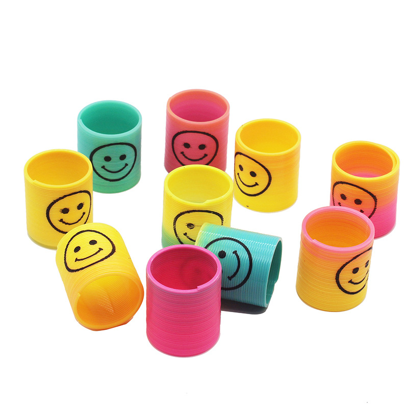 Rainbow circle mini smiling face 3.2x 3.5CM stacked colorful circle elastic ring nostalgic children's toys manufacturers wholesale