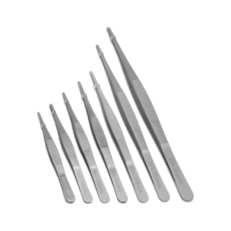 Stainless Steel Tweezers Factory Dressing Tweezers Accessories Teaching Equipment Clips Round Head Tweezers Wholesale Toothed Anti-Slip Tweezers