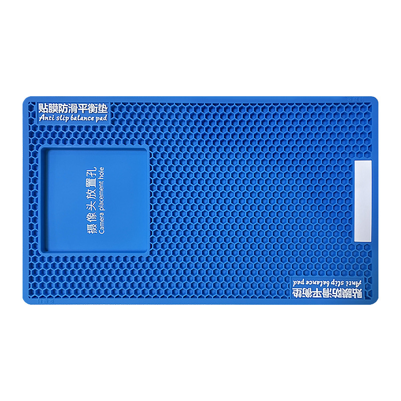 small size blue 6mm 13x 22cm mobile phone film non-slip mat hollow tempered film hydraulic film non-slip film