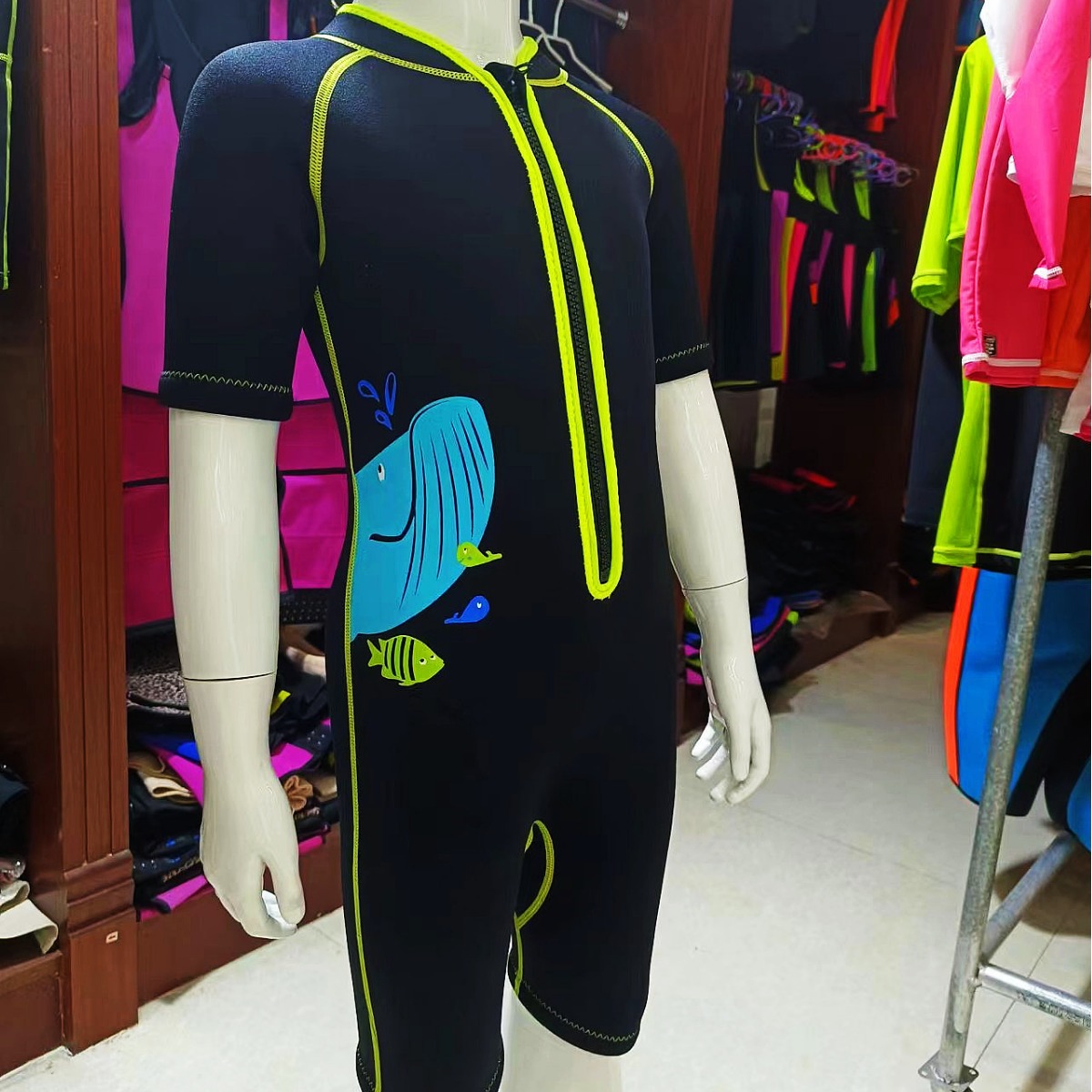Children's short-sleeved beach swimsuit snorkeling surfing suit waterproof quick-drying windproof warm one-piece swimsuit