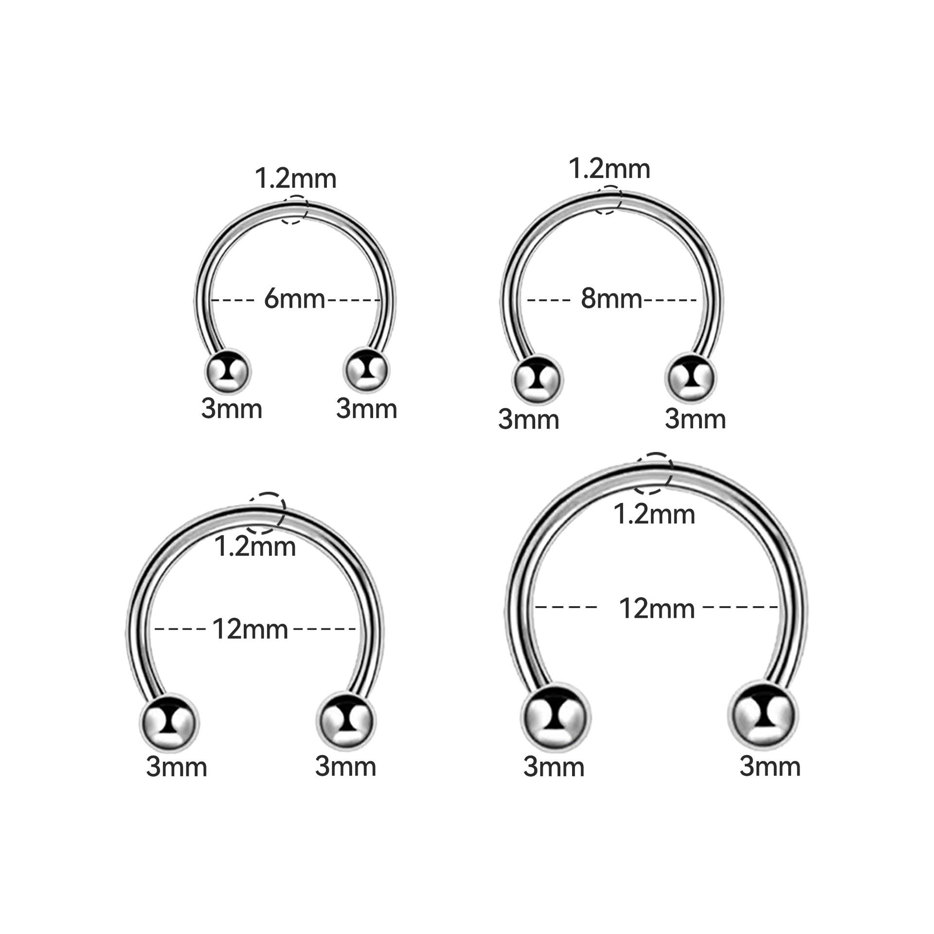 Amazon explosions factory direct supply titanium steel D-ring lip ring earrings nasal septum right angle horseshoe ring fairy puncture